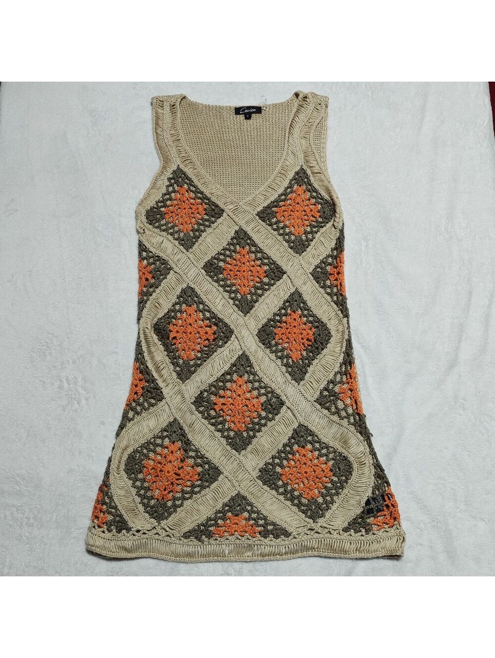 Boho crochet colorful patterned summer tank top dress